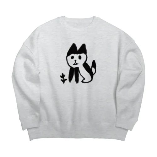 白黒ネコ Big Crew Neck Sweatshirt