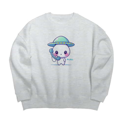 宇宙人の子どもが電話している Big Crew Neck Sweatshirt