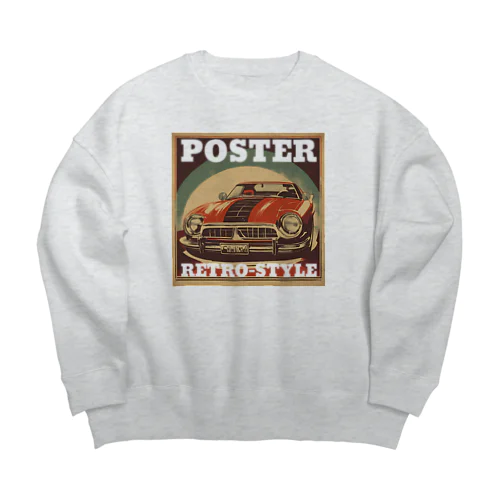 レトロスタイルポスター（自動車） Big Crew Neck Sweatshirt