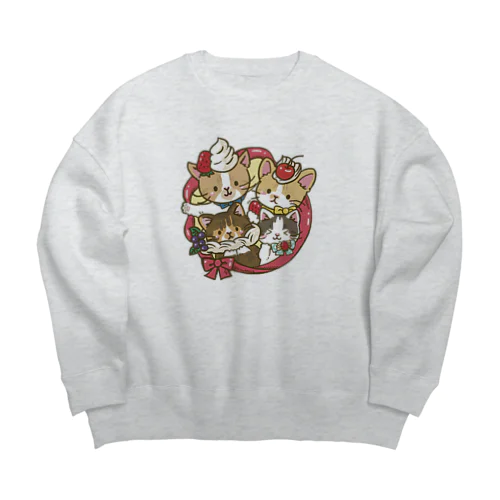 美味しそうなリースにゃん Big Crew Neck Sweatshirt