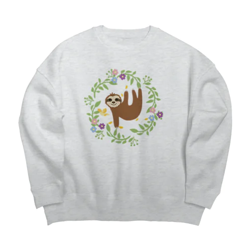 草花が好きなナマケモノ Big Crew Neck Sweatshirt