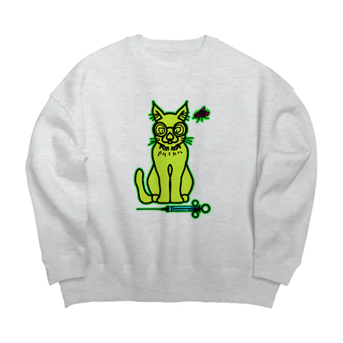 待ちきれない猫 Big Crew Neck Sweatshirt