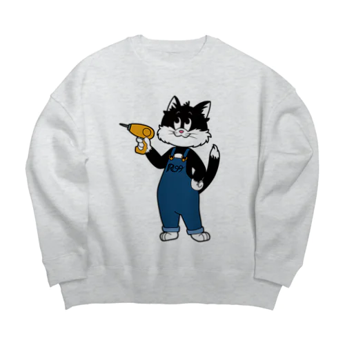 猫のキャラクターロゴ💡 Big Crew Neck Sweatshirt