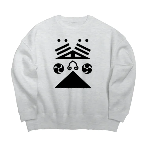 雑面 安摩デザイン 雅楽 能楽 ブラック Big Crew Neck Sweatshirt