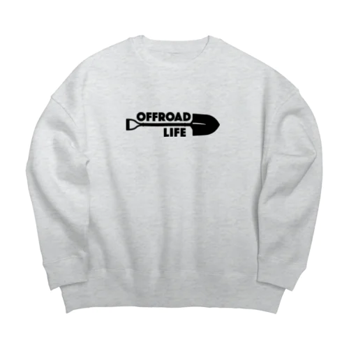 オフロードライフ スコップデザイン クロカン ブラック Big Crew Neck Sweatshirt