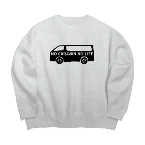 ノーキャラバンノーライフ 日産キャラバンシルエットデザイン ブラック Big Crew Neck Sweatshirt