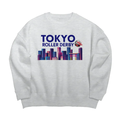 Tokyo Skyline（Blue character) Big Crew Neck Sweatshirt