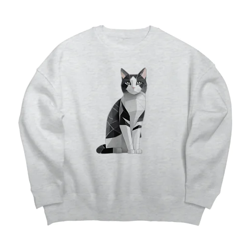 日本の猫　ハチワレさん Big Crew Neck Sweatshirt