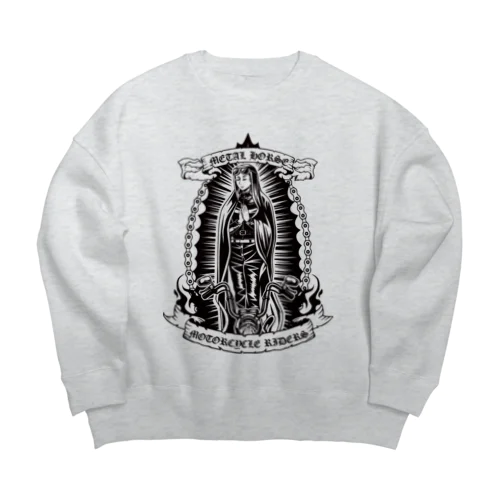 METAL HORSE バイカーマリア ブラック Big Crew Neck Sweatshirt