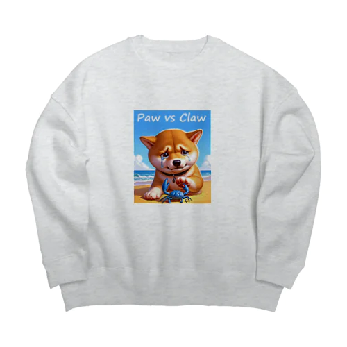 Paw vs Claw 涙の豆柴 Big Crew Neck Sweatshirt