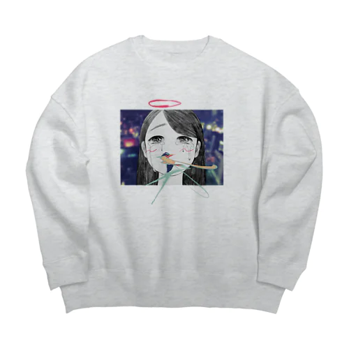 それは天使も泣くわな～ Big Crew Neck Sweatshirt