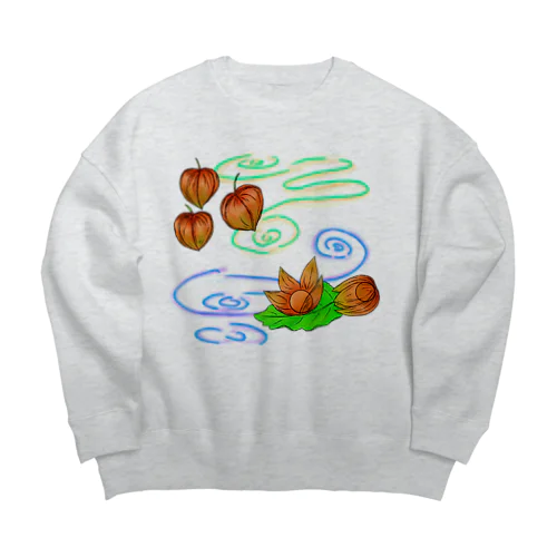 ホオズキ 水紋背景（和柄） Big Crew Neck Sweatshirt