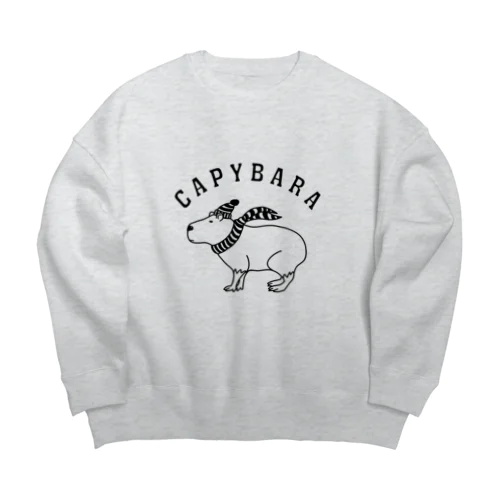 カピバラ 動物イラスト アーチロゴ Big Crew Neck Sweatshirt