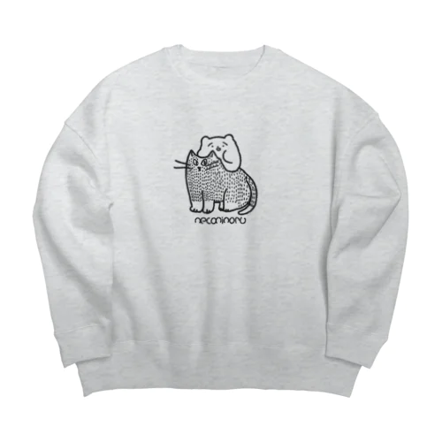 ねこにのる（モノ） Big Crew Neck Sweatshirt