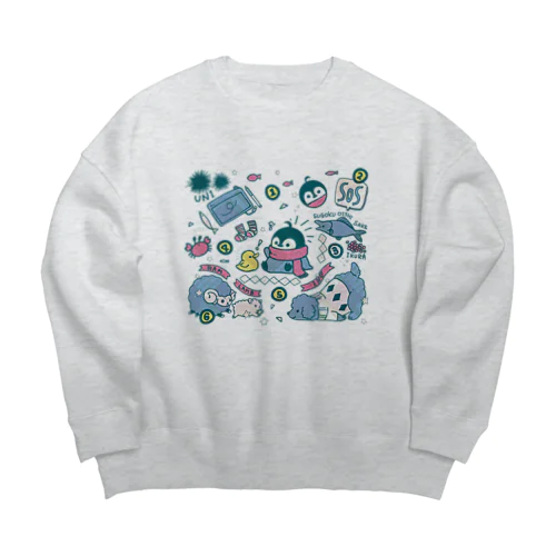 パッチワーク焼きペン Big Crew Neck Sweatshirt