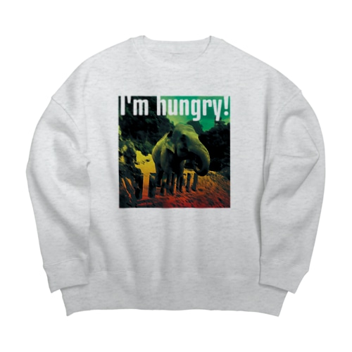 おなかすいたぞう Big Crew Neck Sweatshirt