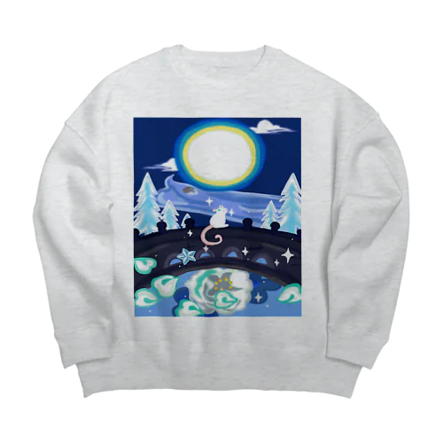 満月とねずみと花 Big Crew Neck Sweatshirt