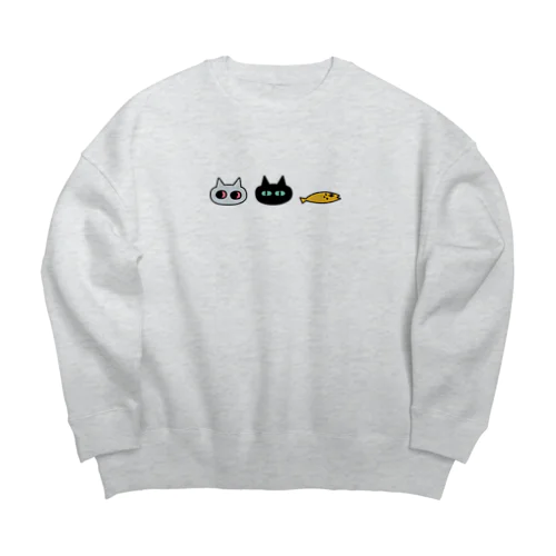 ねこ・ねこ・さかな Big Crew Neck Sweatshirt