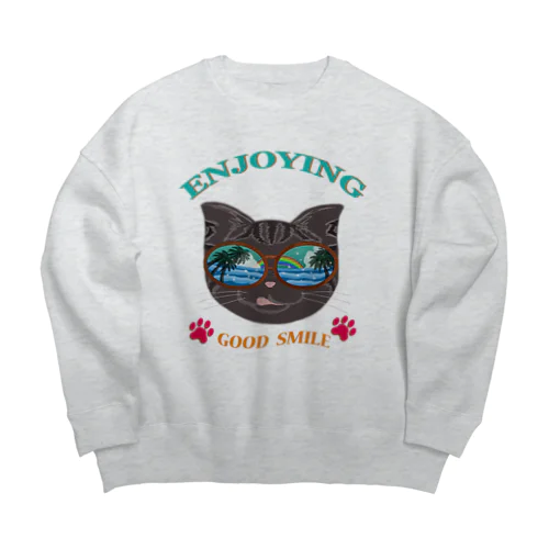 サングラスCAT👓（英文字ver.） Big Crew Neck Sweatshirt