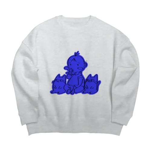 BABY & CATS IN BLUE (SITTING) ビッグシルエットスウェット