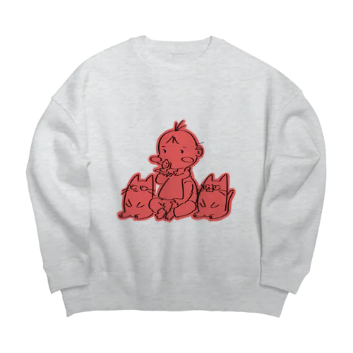 BABY & CATS IN RED (SITTING) ビッグシルエットスウェット