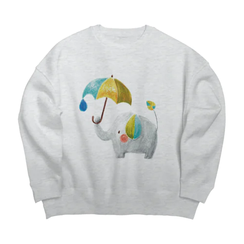 雨ふりぞうさん1 Big Crew Neck Sweatshirt