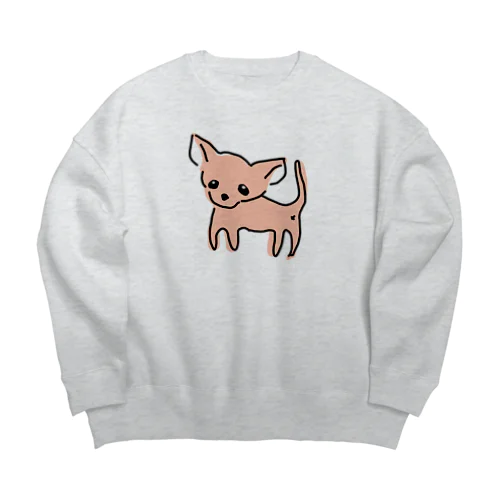 ゆるチワワ（オレンジ） Big Crew Neck Sweatshirt