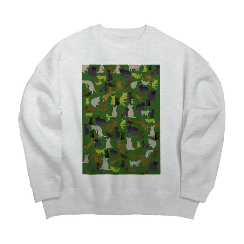 猫迷彩緑 Big Crew Neck Sweatshirt