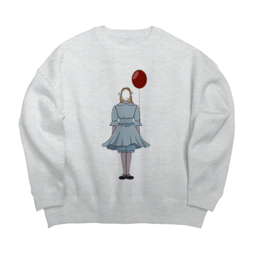 風船と女の子 Big Crew Neck Sweatshirt