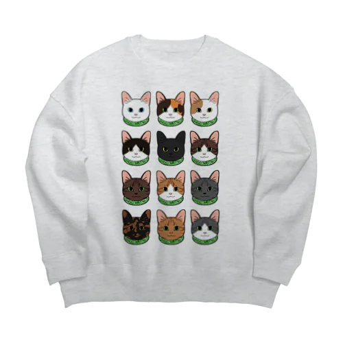 日本の猫たち Big Crew Neck Sweatshirt