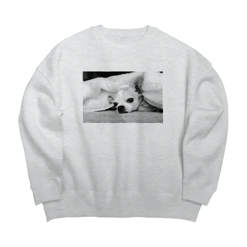 モノクロチワワ（アンニュイ1） Big Crew Neck Sweatshirt