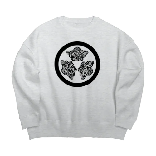 動物家紋。H.T.（三つ蔦スズメ）黒 Big Crew Neck Sweatshirt
