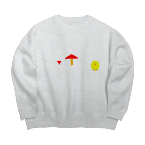 タマゴタケとひよこ Big Crew Neck Sweatshirt