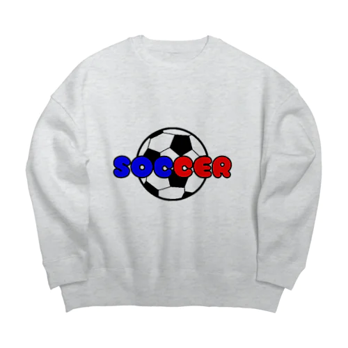 サッカーボール柄（赤/青） Big Crew Neck Sweatshirt