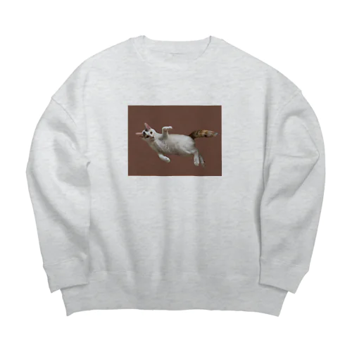 じゃれる猫 / ヤーヨ Big Crew Neck Sweatshirt