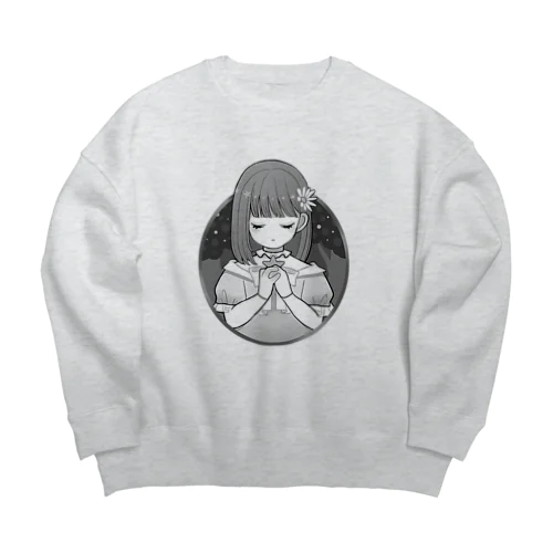 祈り少女(童話モノクロ) Big Crew Neck Sweatshirt