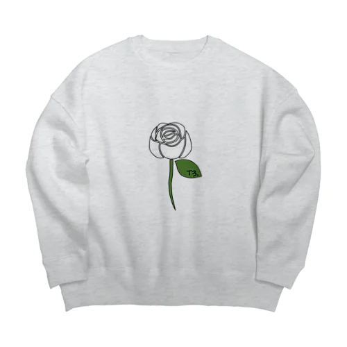 薔薇スウェット（白） Big Crew Neck Sweatshirt