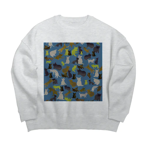 猫迷彩blue Big Crew Neck Sweatshirt