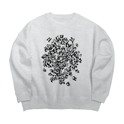 群れパンダ/黒線ver. Big Crew Neck Sweatshirt