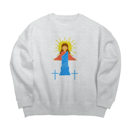 キリスト　ドット絵 Big Crew Neck Sweatshirt