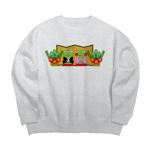 めでたいかえるさん Big Crew Neck Sweatshirt