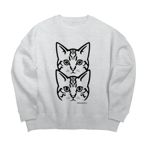 保護猫 MERU&TETO【黒プリント】 Big Crew Neck Sweatshirt