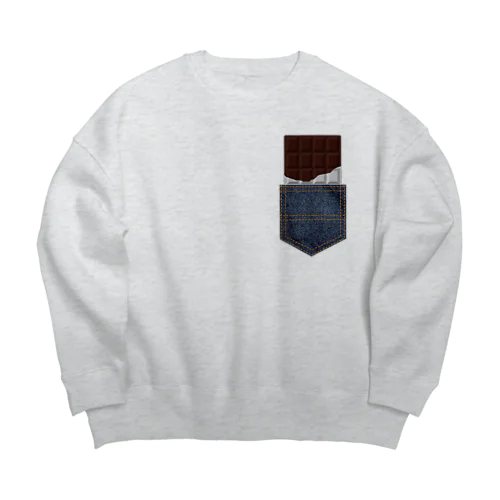 チョコレートインデニムポケット Big Crew Neck Sweatshirt