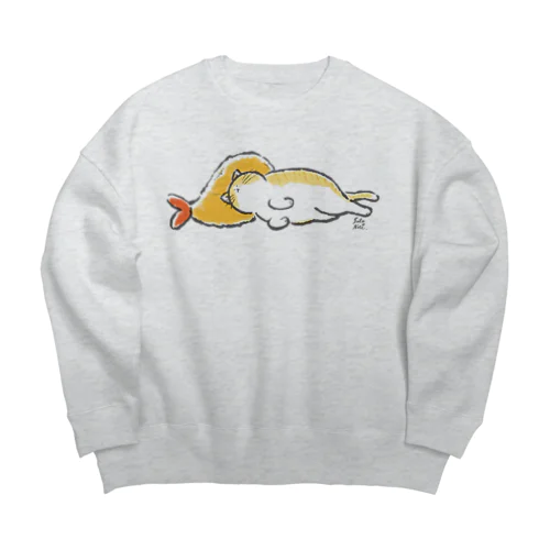 ピスピスゆーて寝るネコ【茶白】 Big Crew Neck Sweatshirt