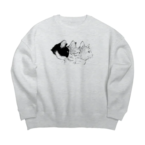 猫の横顔 Big Crew Neck Sweatshirt