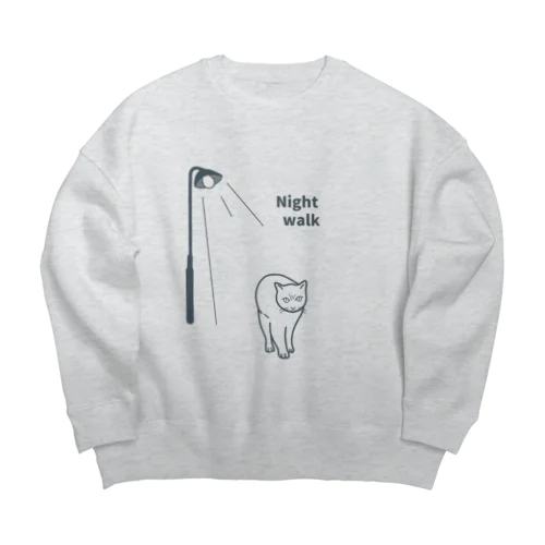 夜の散歩（白猫） Big Crew Neck Sweatshirt