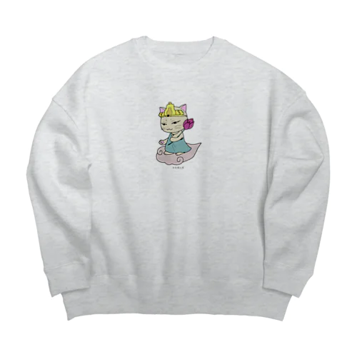 飛雲猫観音 Big Crew Neck Sweatshirt