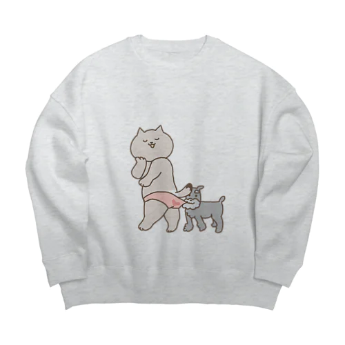 にゃん子パトーン Big Crew Neck Sweatshirt