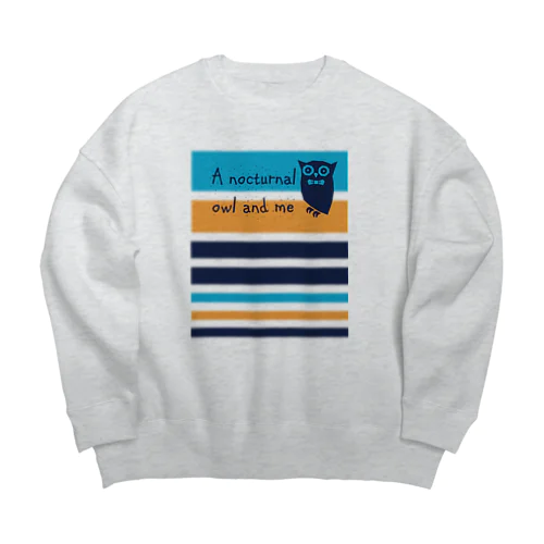 フクロウとボーダー Big Crew Neck Sweatshirt