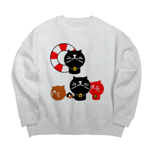 うきわネコ。うわきネコ。 Big Crew Neck Sweatshirt